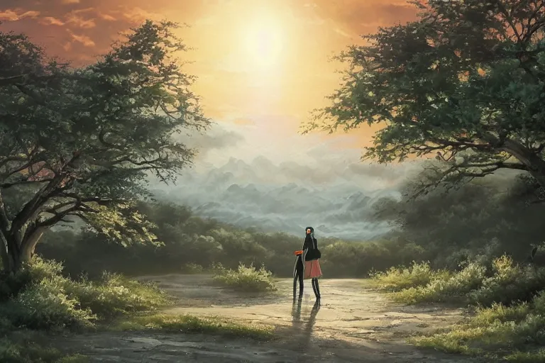 Prompt: Very beautiful painting by City Hunter anime backgrounds HD and Toei animation backgrounds, a beautiful landscape of the french countryside, nice lighting, soft and clear shadows, low contrast, perfect