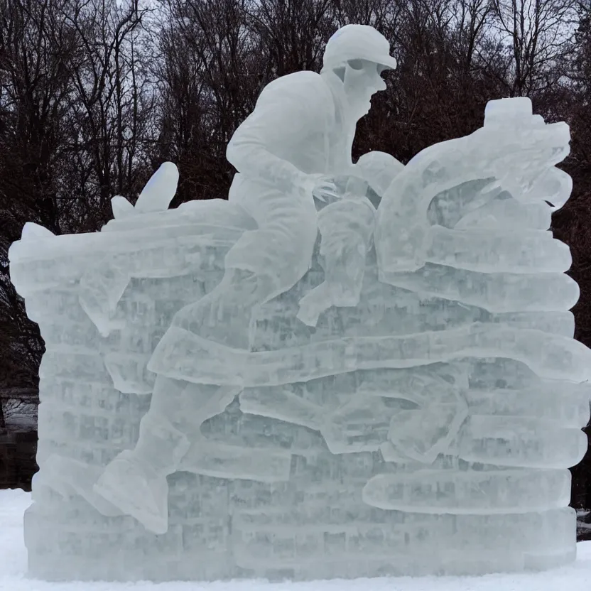 Image similar to ice sculpture of a headless horseman