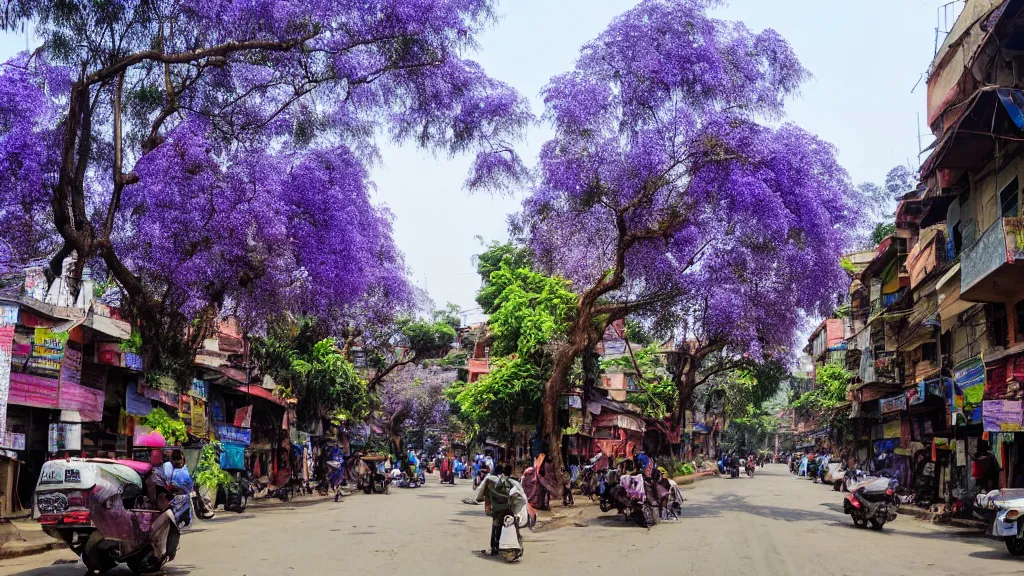 Image similar to jacaranda trees in kathmandu city streets