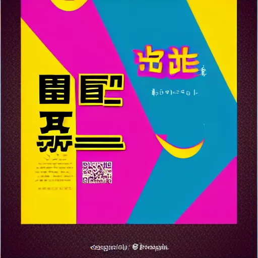 Image similar to square flyer design with bright and colourful vintage typographic Japanese kanji, layout design, illustrator vector graphics