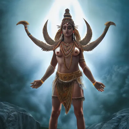 Prompt: riley reid as a god shiva, weta hyperrealism cinematic lighting and composition