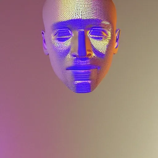 Image similar to a 3d human head made up of shiny holograms