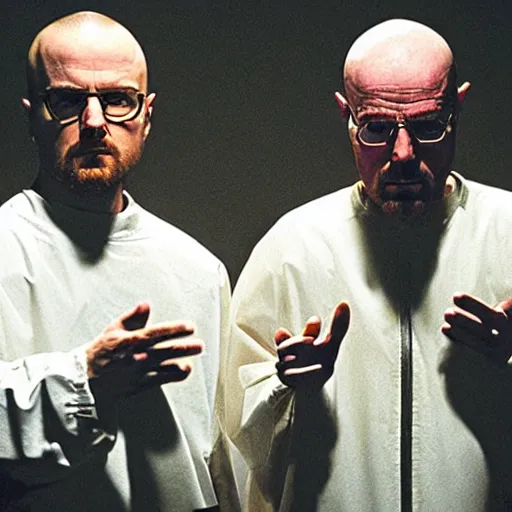 Image similar to Jesse Pinkman and Walter White join a cult together