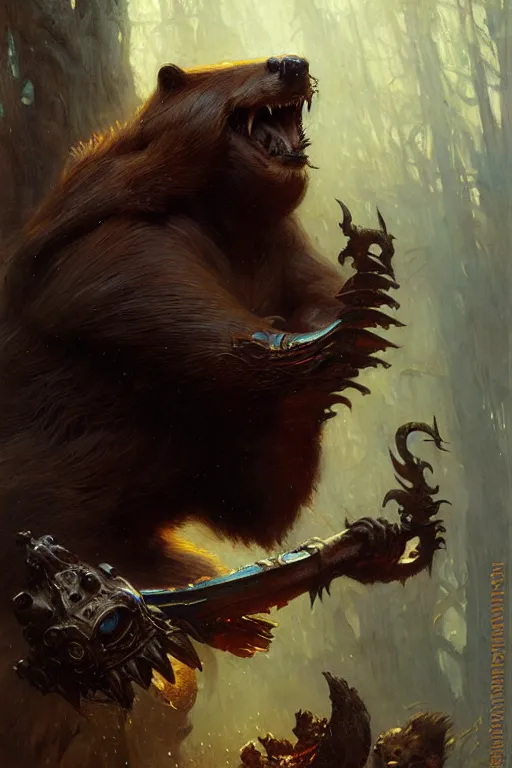 Image similar to beaver beast by gaston bussiere, bayard wu, greg rutkowski, giger, maxim verehin