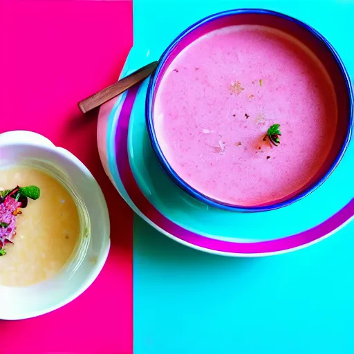 Image similar to a cyan and pink soup.