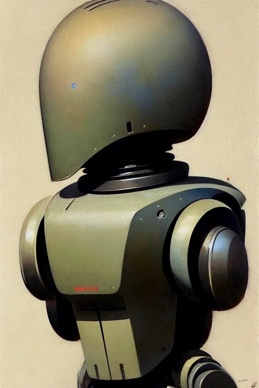 Image similar to (((((1950s Ralph Angus McQuarrie robot designs . muted colors.))))) by Jean-Baptiste Monge !!!!!!!!!!!!!!!!!!!!!!!!!!!