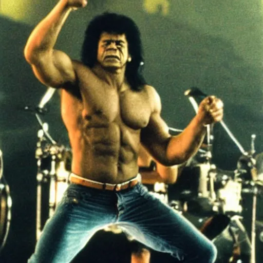 Image similar to hulk performing at woodstock