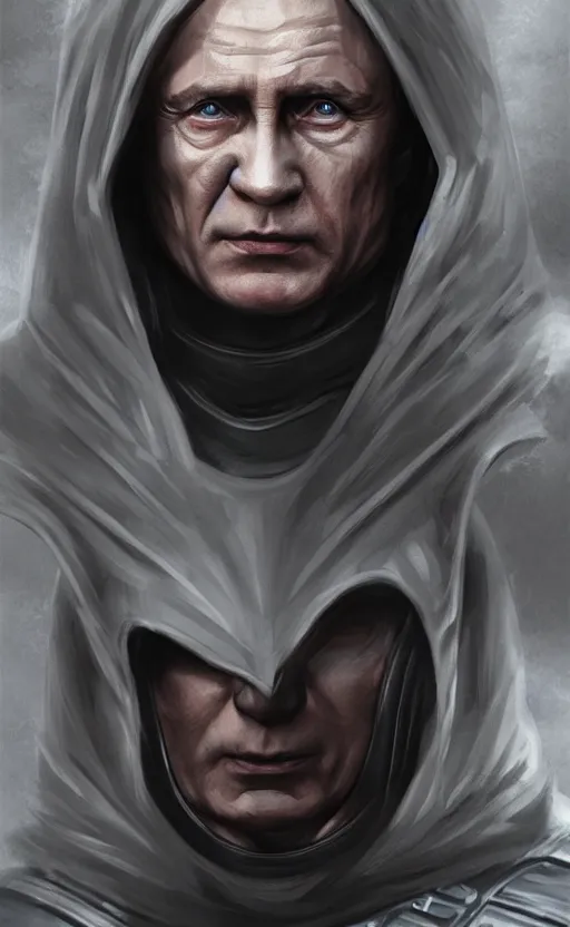 Prompt: portrait shot of vladimir putin domination as emperor palpatine in the star wars, elegant, highly detailed, digital painting, artstation, illustration