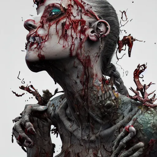 Image similar to the zombie queen, 4 k, intricate detailed, jaw dropping, gorgeous, surreal, octane render