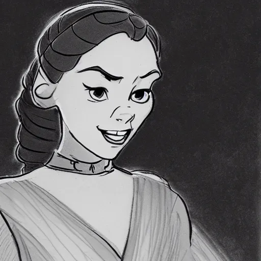 Image similar to milt kahl sketch of princess padme from star wars episode 3