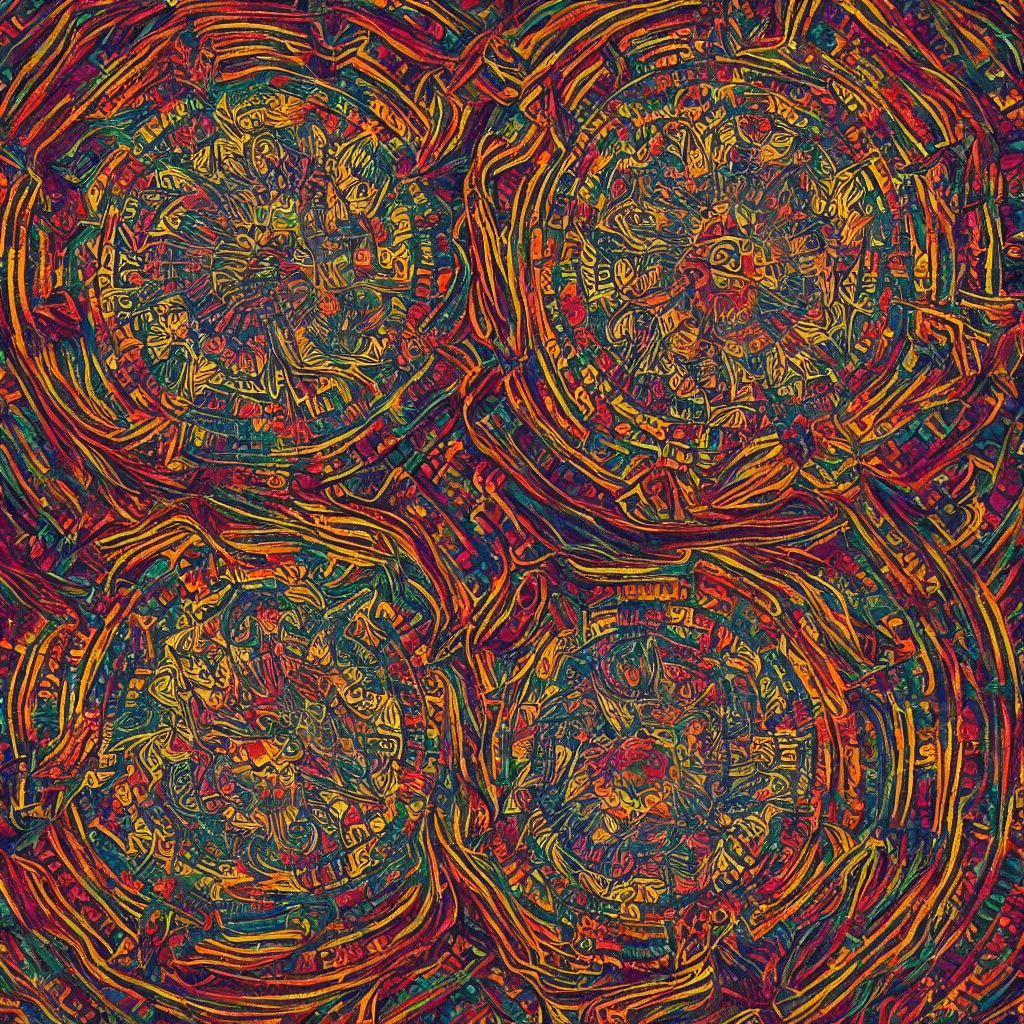 Image similar to a beautiful Inca-themed circular Mandala, octane render, hyper-detailed environment, photorealism, hyper realistic, no blur, 16k