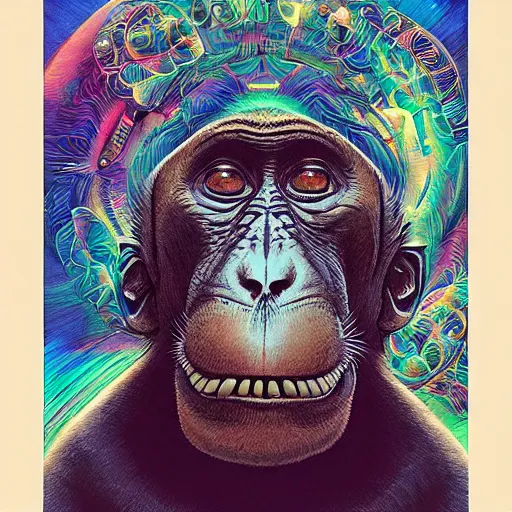 Prompt: ( monkey smoking a blunt ) ( ( engineering document, drawing, autodesk blueprint, warp drive ) ) ( ( ( hyper detailed masterpiece, psychedelic fractal pattern, jean giraud, digital art painting, dream wave aesthetic, ethereal, artgerm, donato giancola, tom bagshaw ) ) )