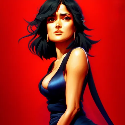 Prompt: buff salma hayek in an evening gown, portrait shinkai makoto studio ghibli studio key hideaki anno sakimichan stanley artgerm lau rossdraws james jean marc simonetti elegant highly detailed digital painting artstation pixiv