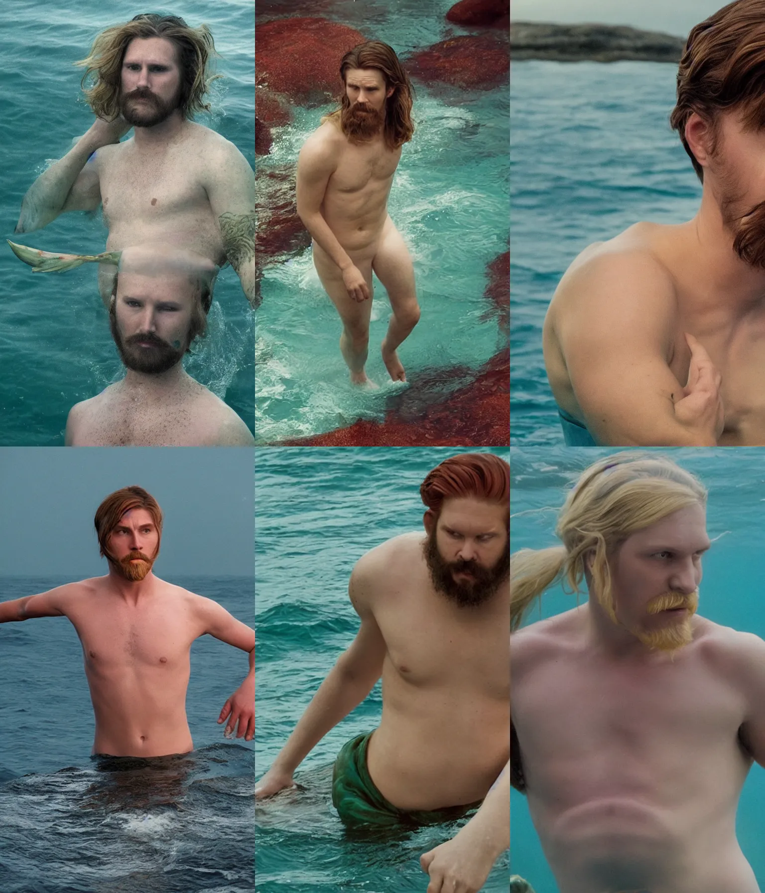 Prompt: full color still of a half merman Swede with hazel undercut, 2011 cinematography, directed by Louis Leterrier