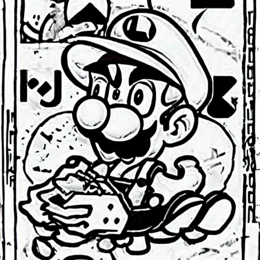 Image similar to Mario bros Luigi playing a ouija board, illustration, exquisite quality, artgram,