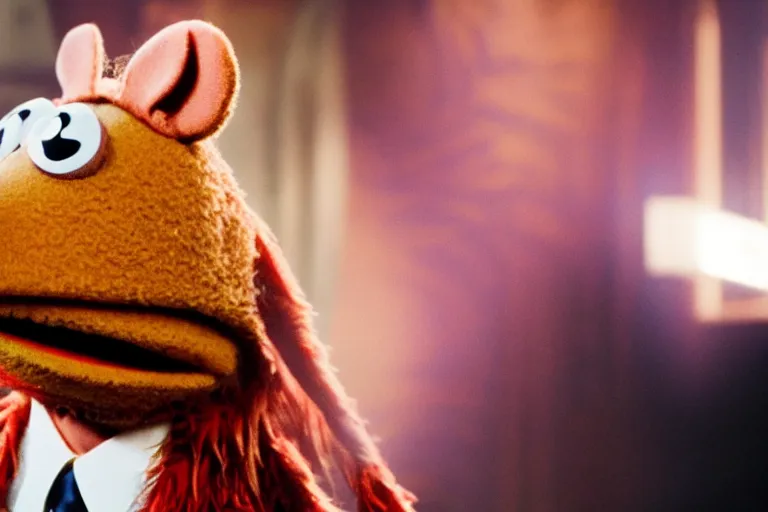 Image similar to film still of Animal from The Muppets as Tony Stark in Avengers Endgame, 8k,