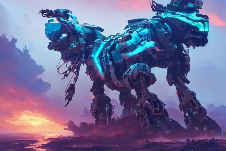 Image similar to sawtooth machine mecha animal beast robot of horizon forbidden west horizon zero dawn bioluminiscence, behance hd by jesper ejsing, by rhads, makoto shinkai and lois van baarle, ilya kuvshinov, rossdraws global illumination