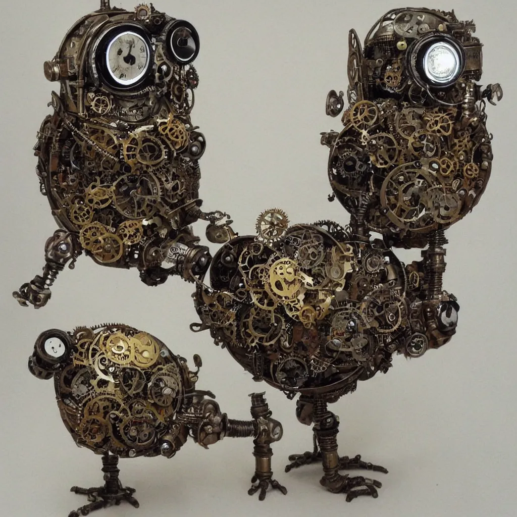 Image similar to steampunk robot owl realism