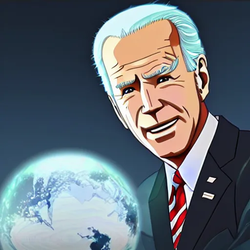 Image similar to anime portrait of Joe Biden as an anime character, trending on artstation