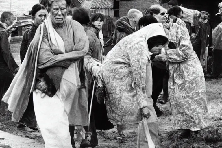 Image similar to death comes for an elderly lady. 1 9 6 9 black and white photo.