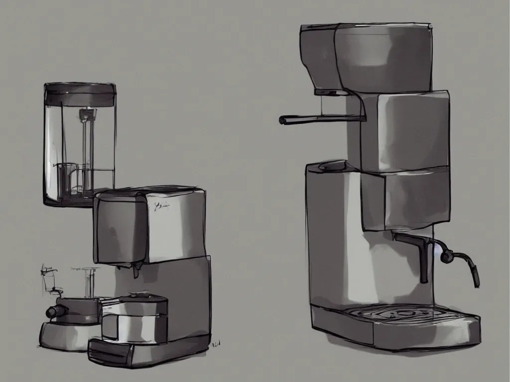 Image similar to singular coffee machine, by pixar, serene illustration, fresh colors, trending on artstation