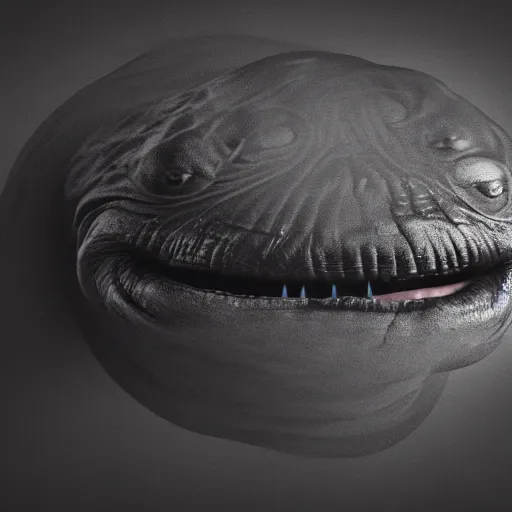 Image similar to a faceless, amorphous blob of pure blackness slithers through the inky void, searching for something to devour. it comes across a hapless victim who is lost and alone, their screams echoing through the emptiness as they are consumed by the ever - hungry shape. high detail, 4 k