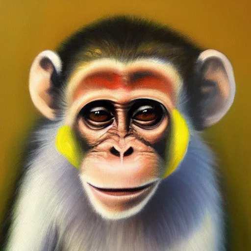 Prompt: masterpiece oil painting of monkey
