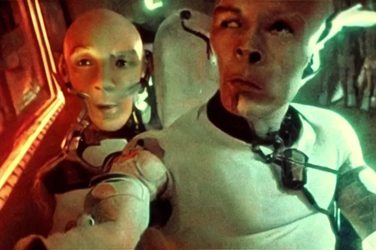 Image similar to cyborg - pitbull taking a selfie, in hell, in 1 9 6 5, y 2 k cybercore, industrial low - light photography, still from a kiyoshi kurosawa movie