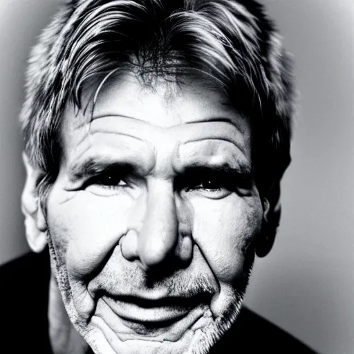 Prompt: harrison ford from indiana jone, but with giant ears five times larger than normal size. black and white photo rolling stone magazine 8 k