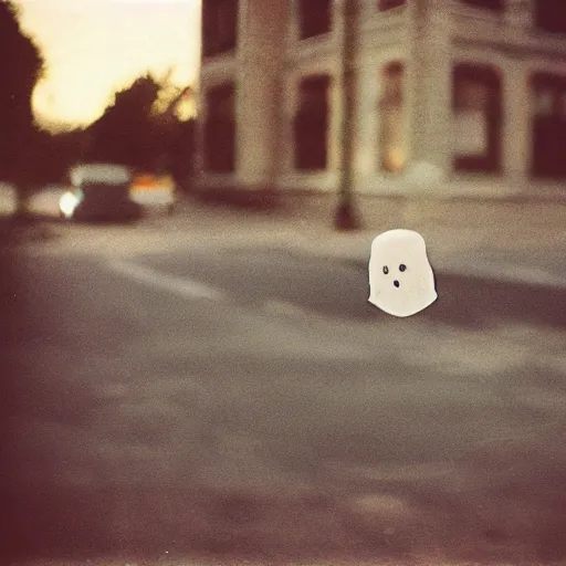 Prompt: a ghost captured on film camera with expired film