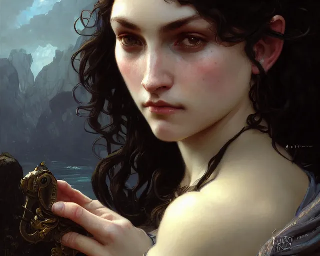 Image similar to photography of gustave courbet, deep focus, d & d, fantasy, intricate, elegant, highly detailed, digital painting, artstation, concept art, matte, sharp focus, illustration, hearthstone, art by artgerm and greg rutkowski and alphonse mucha