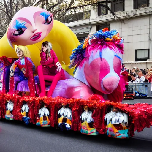 Image similar to billie eilish as a macy's day parade float