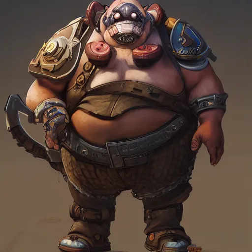 Image similar to roadhog from overwatch, character portrait, concept art, intricate details, highly detailed, 4 k by greg rutkowski, michael whelan