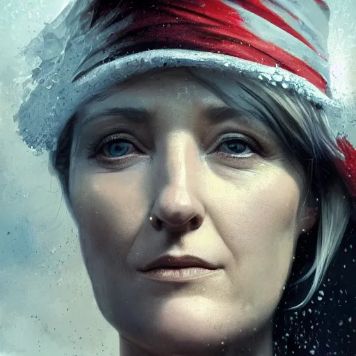 Image similar to Portrait of Marine le Pen , french revolution, heroic, amazing splashscreen artwork, splash art, head slightly tilted, natural light, elegant, intricate, fantasy, atmospheric lighting, cinematic, matte painting, detailed face, by Greg rutkowski