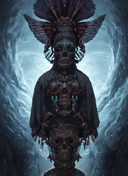 Image similar to digital _ painting _ of _ cizkin god of death mayan _ by _ filipe _ pagliuso _ and _ justin _ gerard _ symmetric _ fantasy _ highly _ detailed _ realistic _ intricate _ port glowing eyes