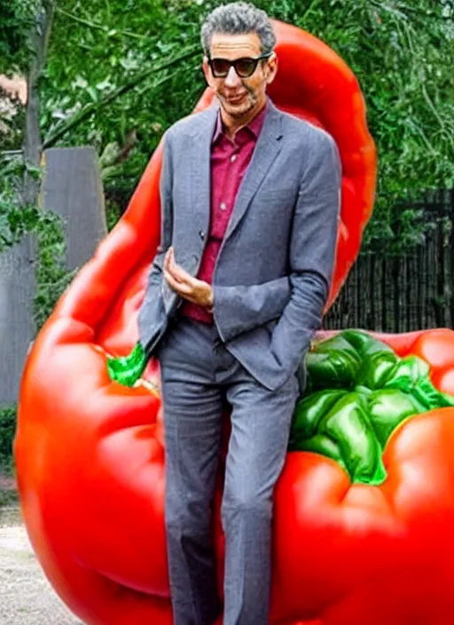 Prompt: jeff goldblum inside a giant tomato, inspired by davis jim