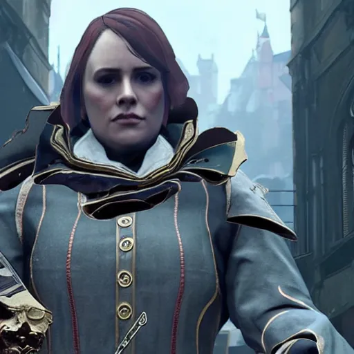 Image similar to an in-game screenshot of Adele as a character in Dishonored 2