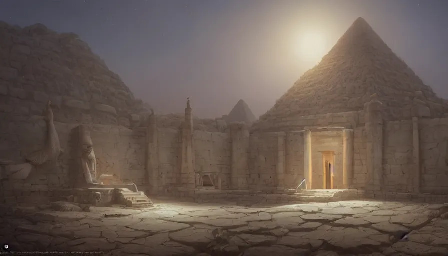 Image similar to A highly detailed matte painting of ancient Egyptian tomb, dusty, cobwebs, sarcophogus, by Studio Ghibli, Makoto Shinkai, by Artgerm, by WLOP, by Greg Rutkowski, volumetric lighting, octane render, 4K resolution, trending on artstation, masterpiece