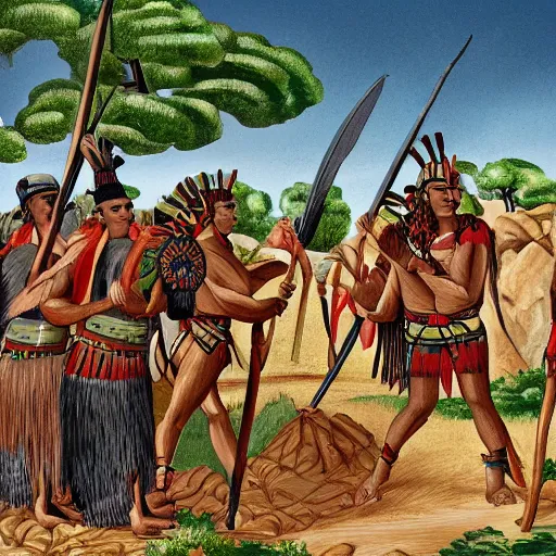 Prompt: a illustration of pre-Columbian America