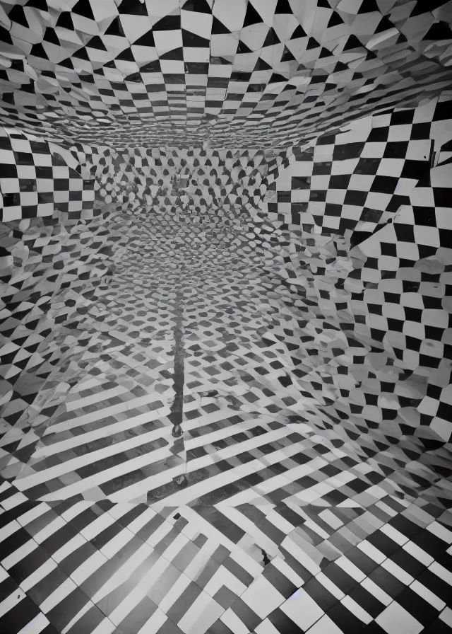 Prompt: interior of a masonic temple, black and white checkered floor, photography, symmetry