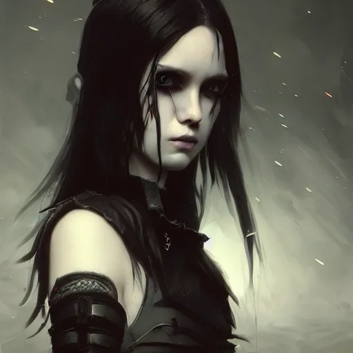 Prompt: teen girl kerli koiv, gothic, darkwave, darksynth, concept headshot art, sharp, digital matte painting, art by greg rutkowski, wlop, dramatic lighting, trending on artstation