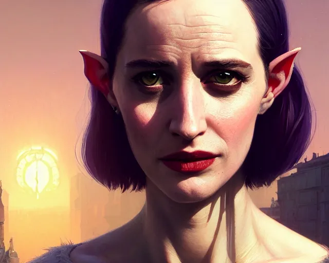 Image similar to highly detailed portrait of eva green as a bald elf, in gta v, stephen bliss, unreal engine, fantasy art by greg rutkowski, loish, rhads, ferdinand knab, makoto shinkai and lois van baarle, ilya kuvshinov, rossdraws, tom bagshaw, global illumination, radiant light, detailed and intricate environment