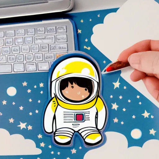 Prompt: cute astronaut sticker art white background -n 4 -i