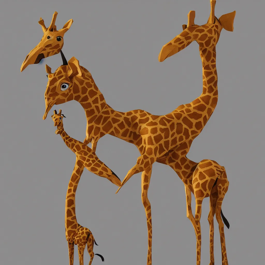 Prompt: girafe paper toy, photorealistic, hd, trending on artstation