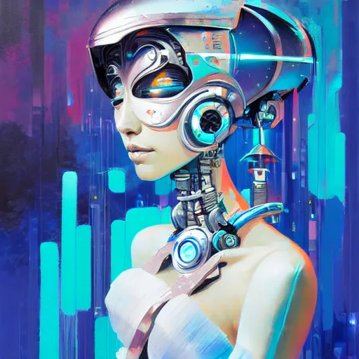 Prompt: palette knife artwork of a cybernetic princess, sharp focus, by james jean, by rossdraws, frank franzzeta, sakimichan