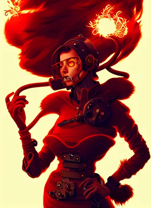 Prompt: style artgerm, joshua middleton, illustration, anthropomorphic hamster steampunk half - cyborg, red fur, swirling fire flames cosmos, fantasy, dnd, cinematic lighting