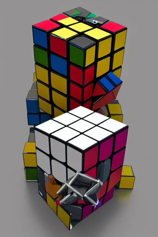 Image similar to four dimensional parallel universe infinite cosmic rubik's cube hypercube tesseract. epic, dramatic, cinematic, digital art, octane render, blender, 8 k, hyperrealistic, trending on artstation