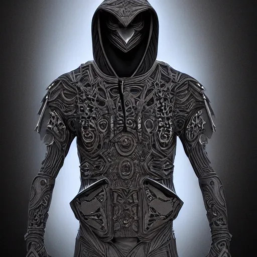 Prompt: dark metal, hoodie, trendsetter, fashion of the year, fiction, pop art, stability, intricate, elegant, 8 k, uhd, justify, artstation, concept art, matte, sharp focus, illustration, consistent, highly detailed object content, proportional object content