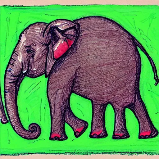 Image similar to an elephant on a green meadow drawn by Sam Bosma