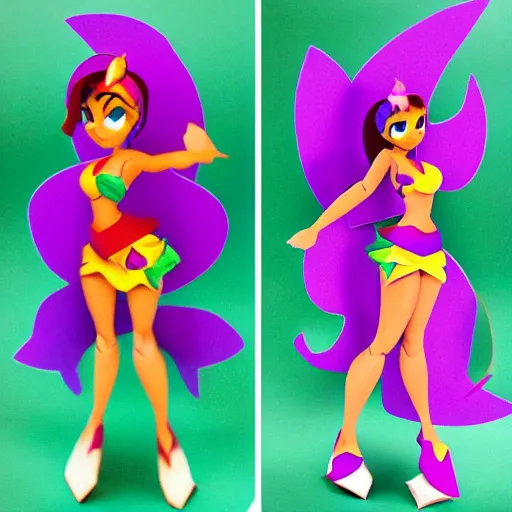 Prompt: a paper model of shantae, paper modeling art.